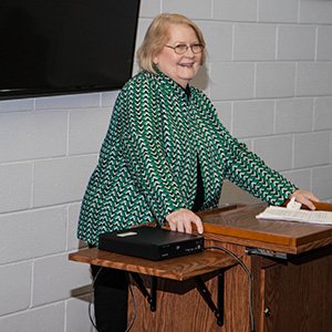 Speaker presenting at a Tuesday Talk