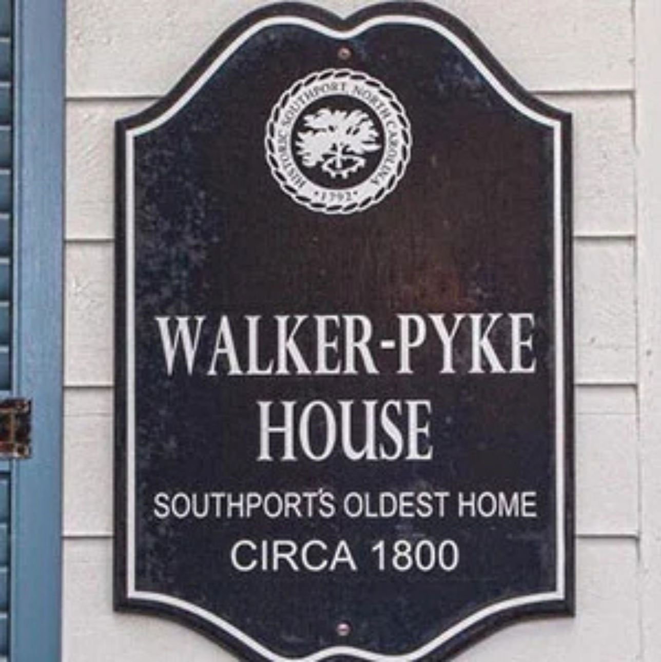 Walker-Pyke House historic plaque, Southport’s oldest home, circa 1800